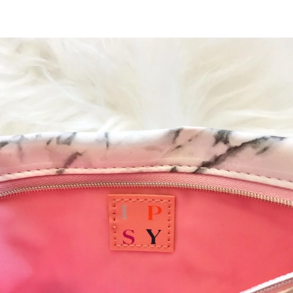 Ipsy Gray Marbled Zip Glam Cosmetic Bag